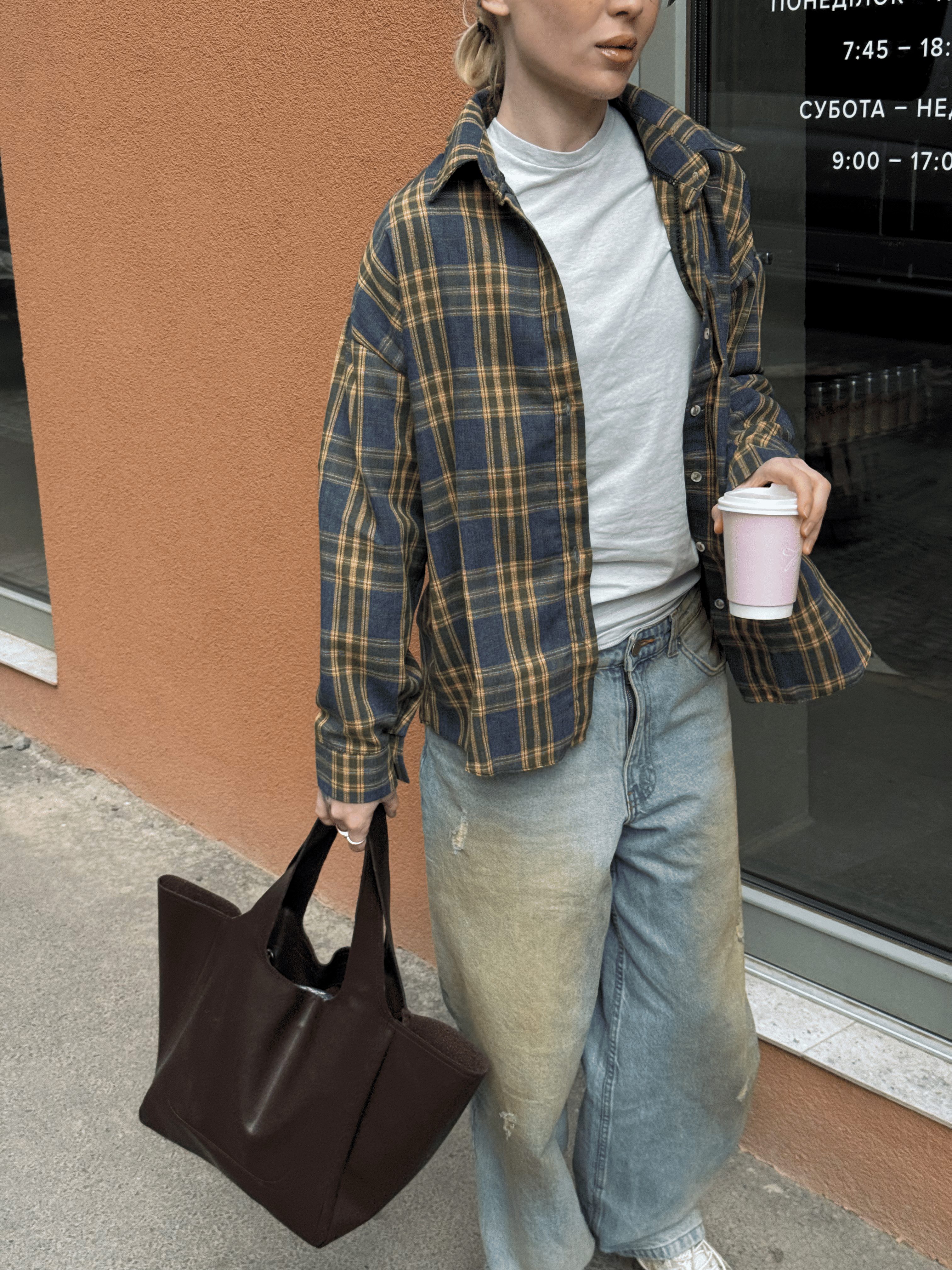 Сорочка в клітинку синьо-жовта