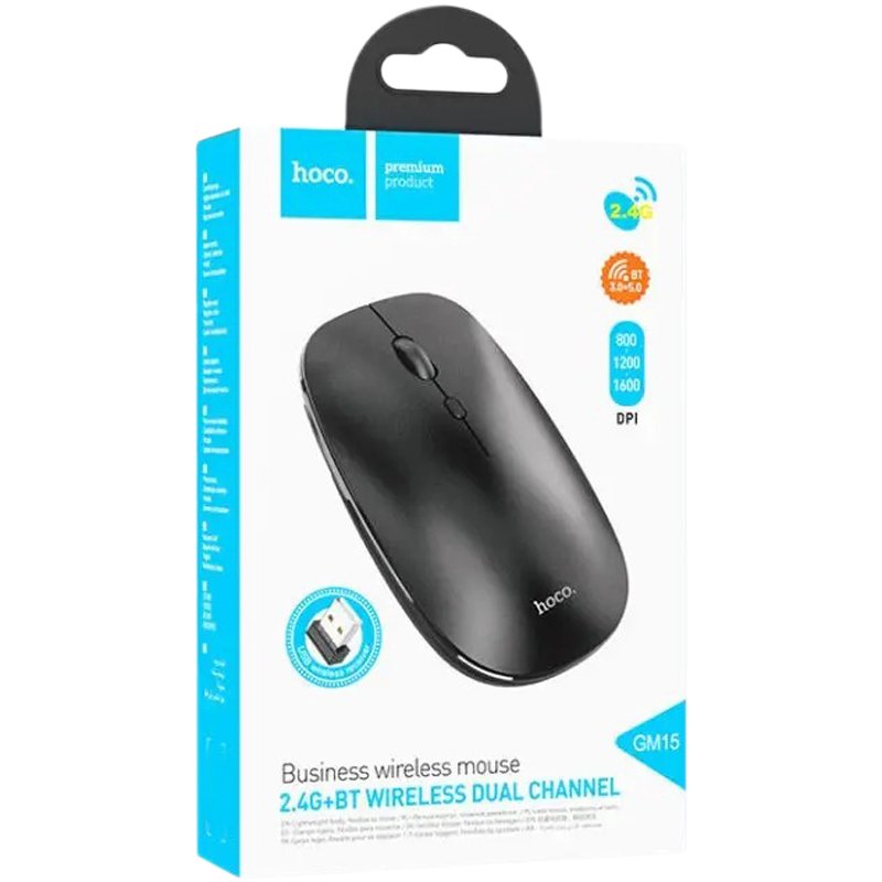Бездротова миша Hoco GM15 Art dual-mode (2.4G/BT) Black