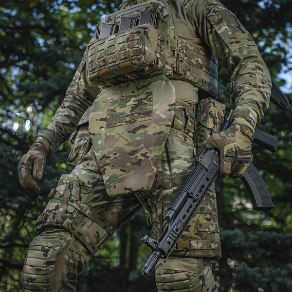 Протиуламковий фартух-напашник з балістичним пакетом 2 клас "Laser Cut XL Multicam" від українського бренду "M-TAC".