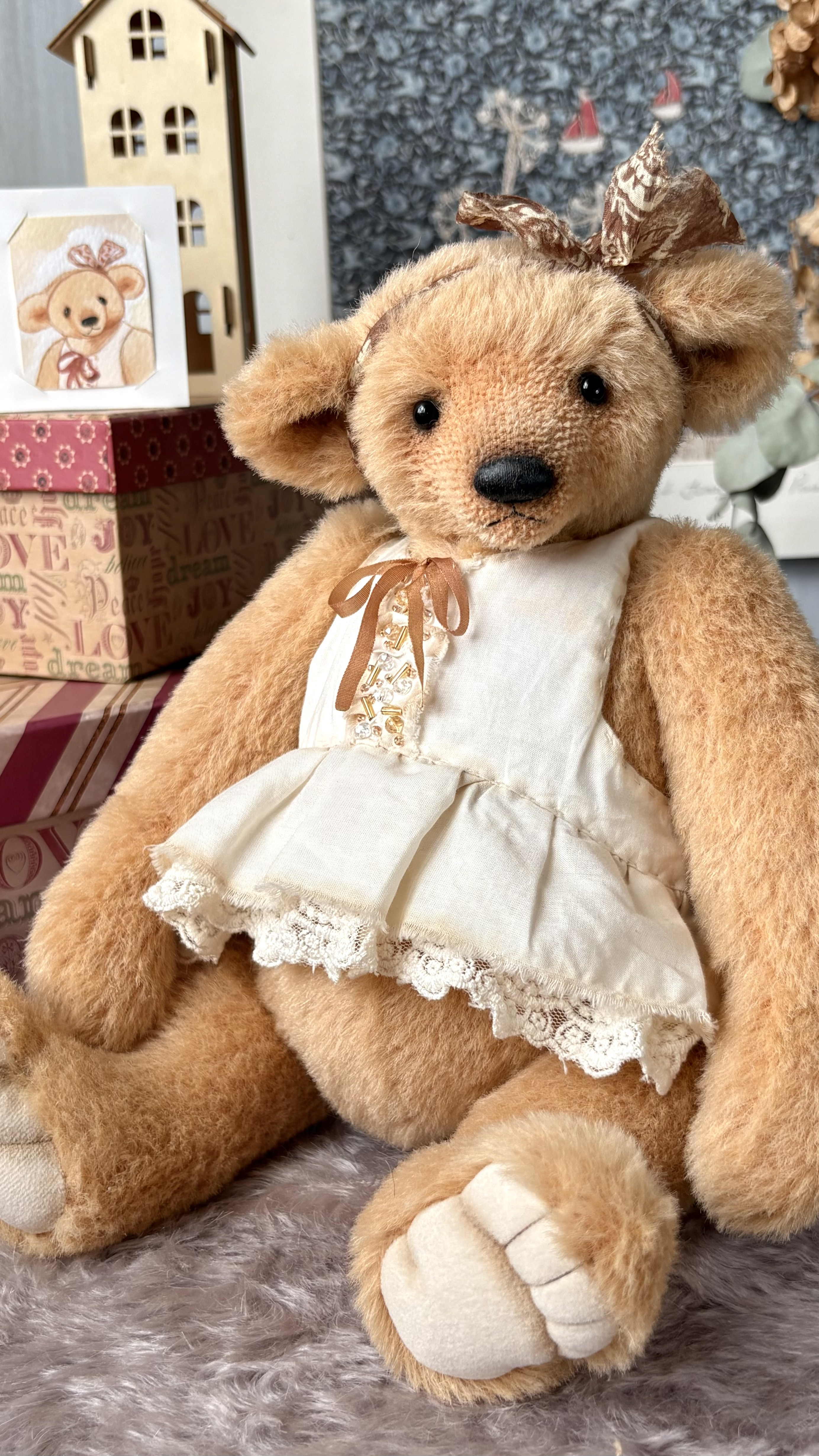 Колекційний тедді ведмедик ручної роботи "Елсі"