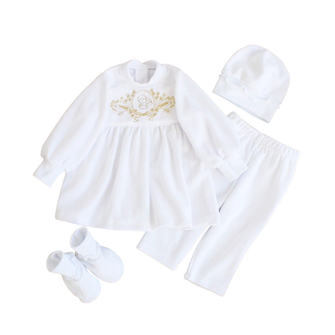 Велюровий набір для хрещення дівчинки