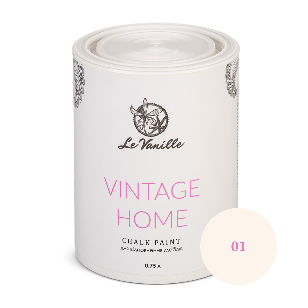 Крейдова фарба Le Vanille Vintage Home кремова (колір 01) 0,75 л