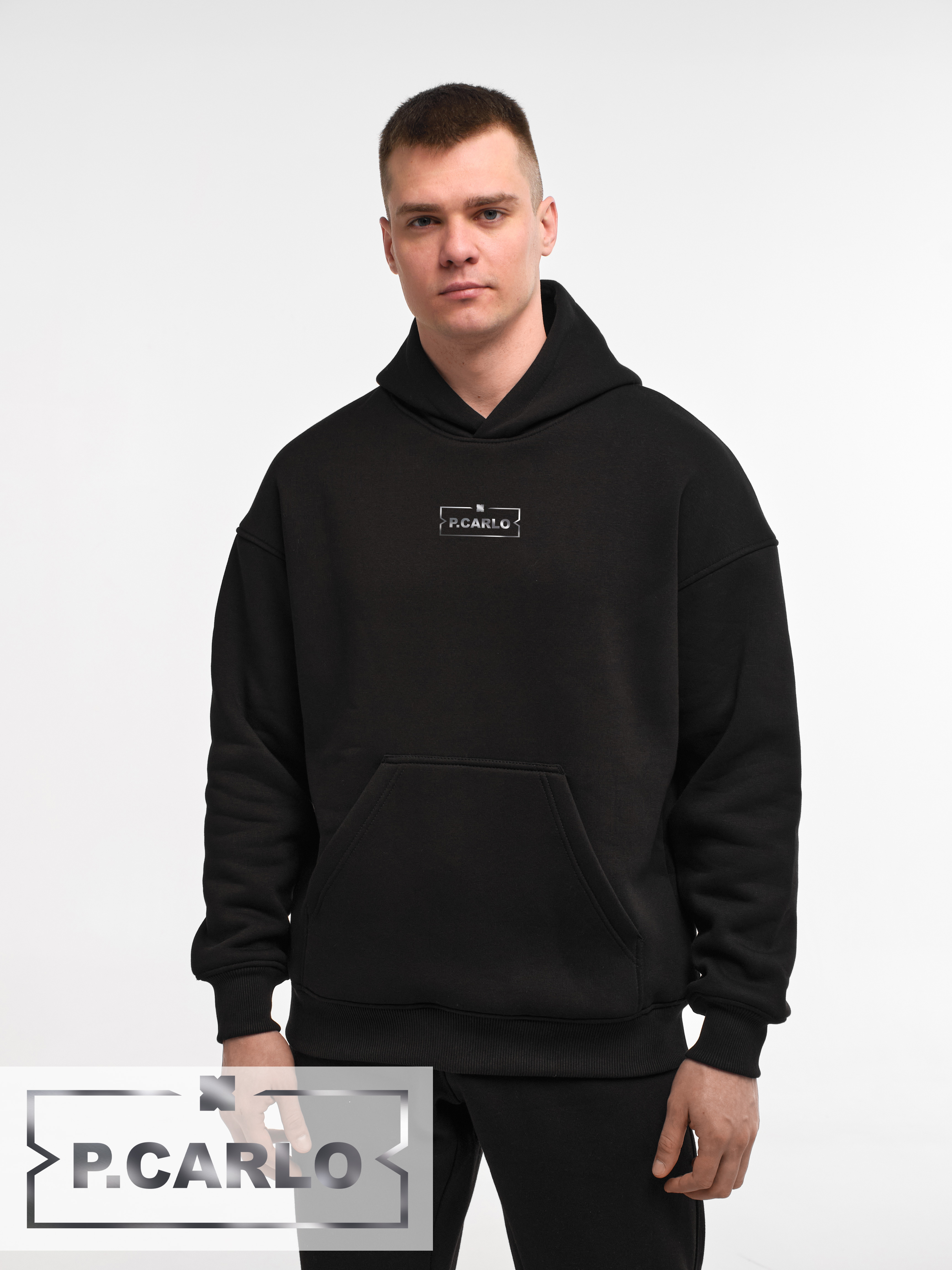HOODIE "P.CARLO" | POCKET | BLACK EMOTION | XH1