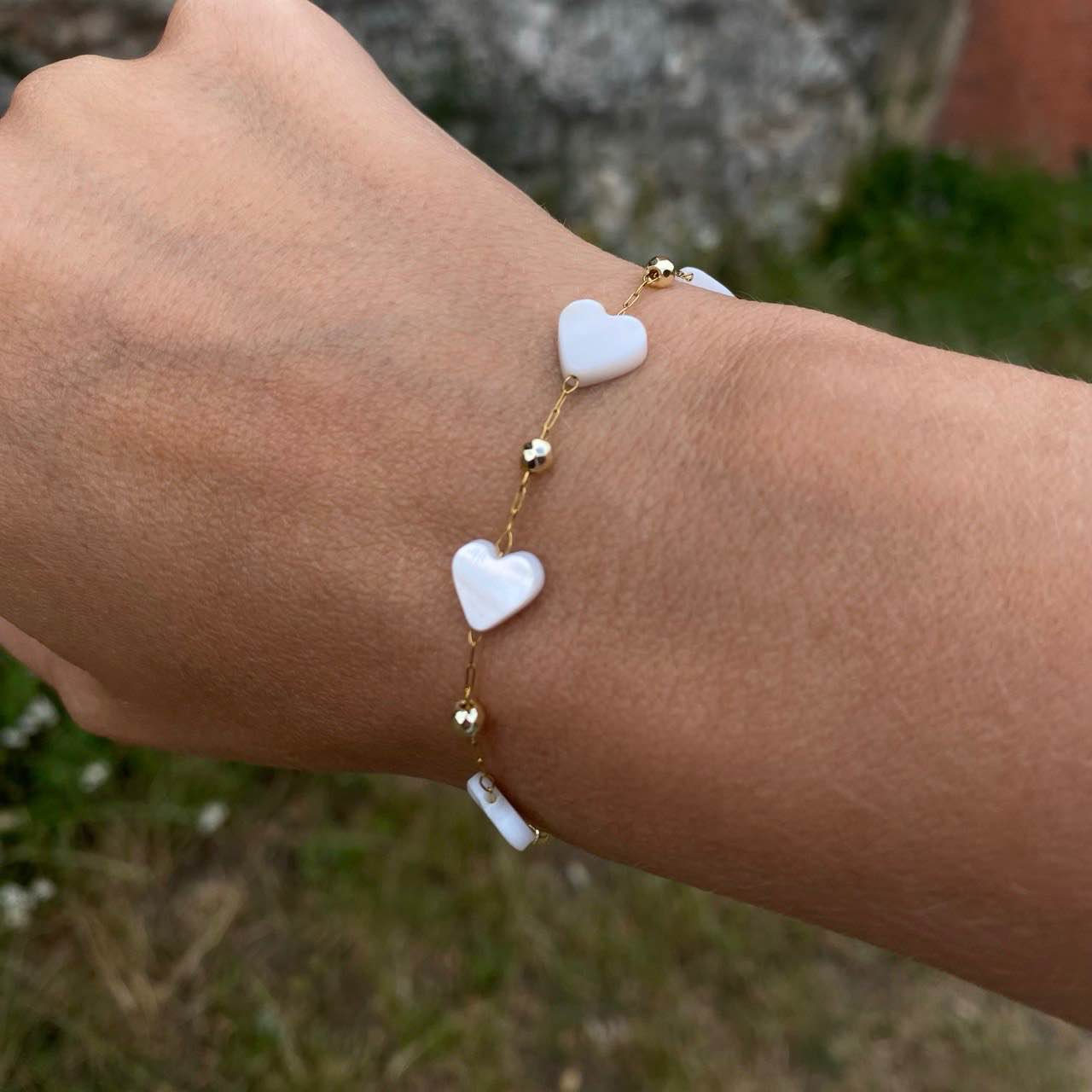 Mother of Pearl Heart Bracelet