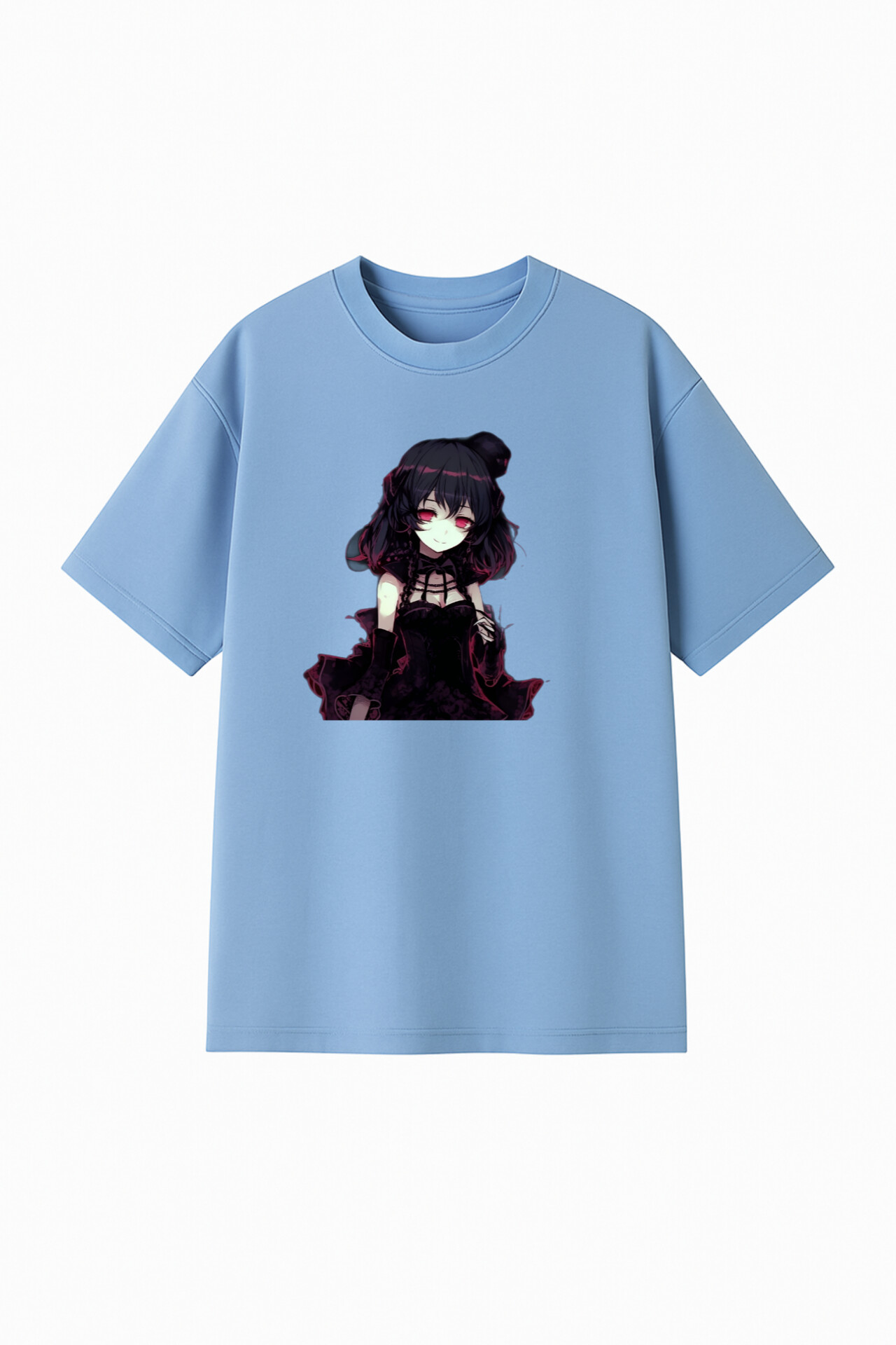 ФУТБОЛКА ОВЕРСАЙЗ БЛАКИТНА З ПРИНТОМ"АНІМЕ ДІВЧИНКА 1"