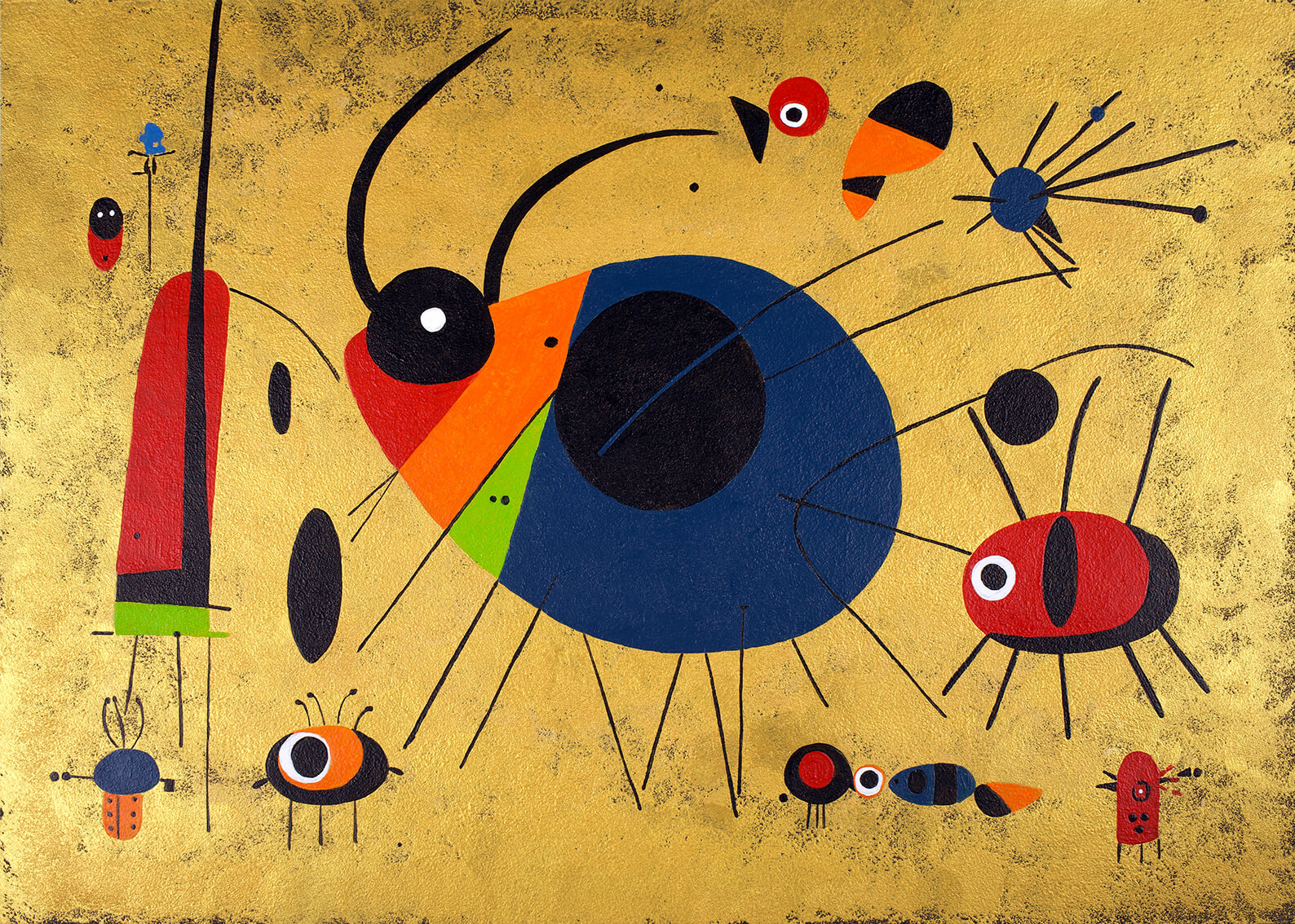 Essences (inspired by Joan Miró), 30x42 cm original acrylic painting on paper