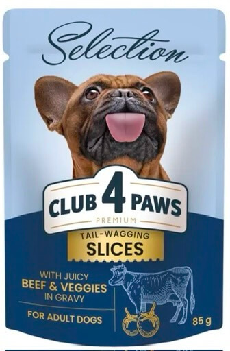 Клуб 4 лапи пауч д/собак Шматочки з яловичиною та овочами в соусі 85гр.