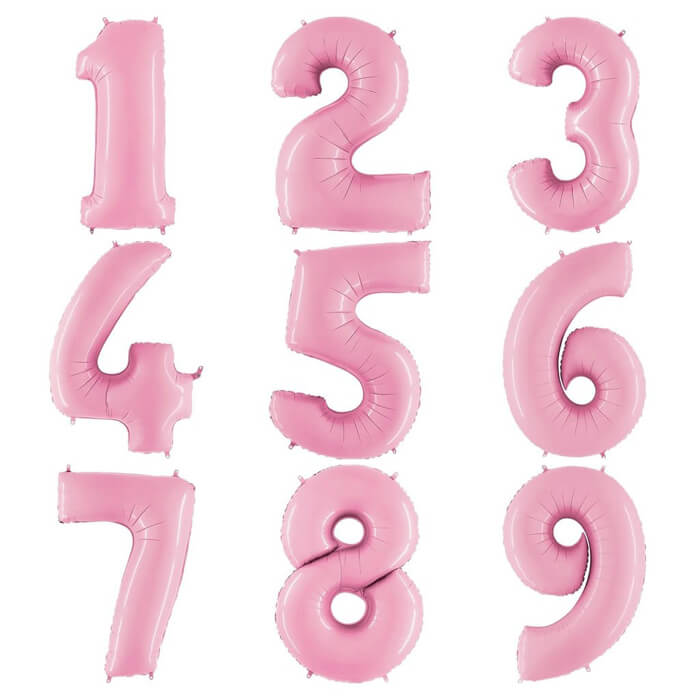 Фольговані кулі цифри 0-9 рожева пастель