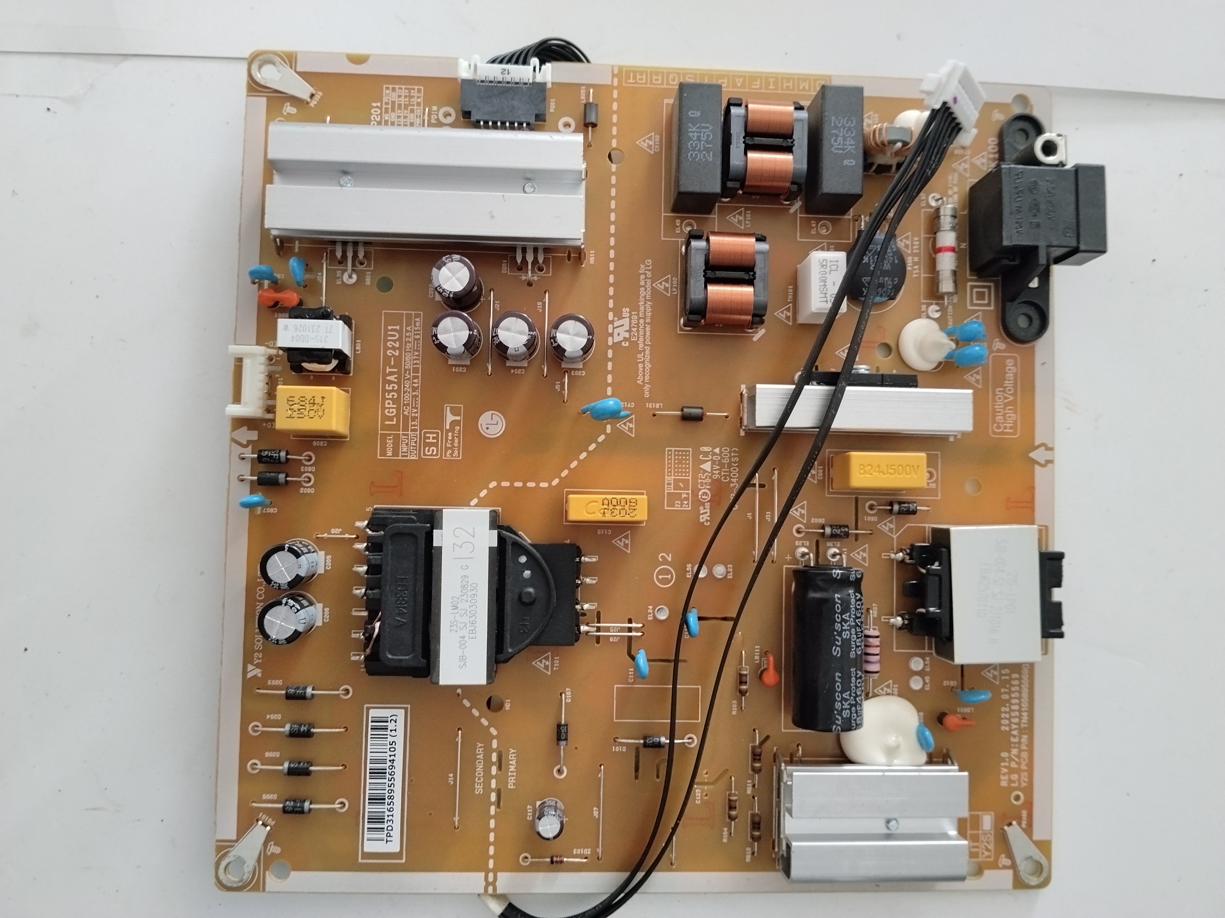 Placa fuente de alimentacion EAY65895569 LGP55AT-22U1 TV LG 55UR781C0LK
