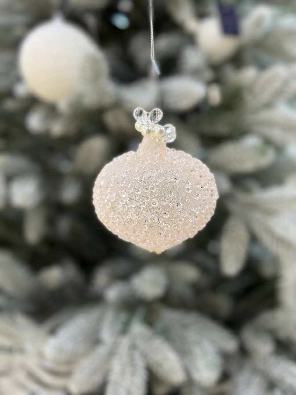 Ялинкова прикраса Цибуля з цукровим покриттям з кристалами та перлами 8 см