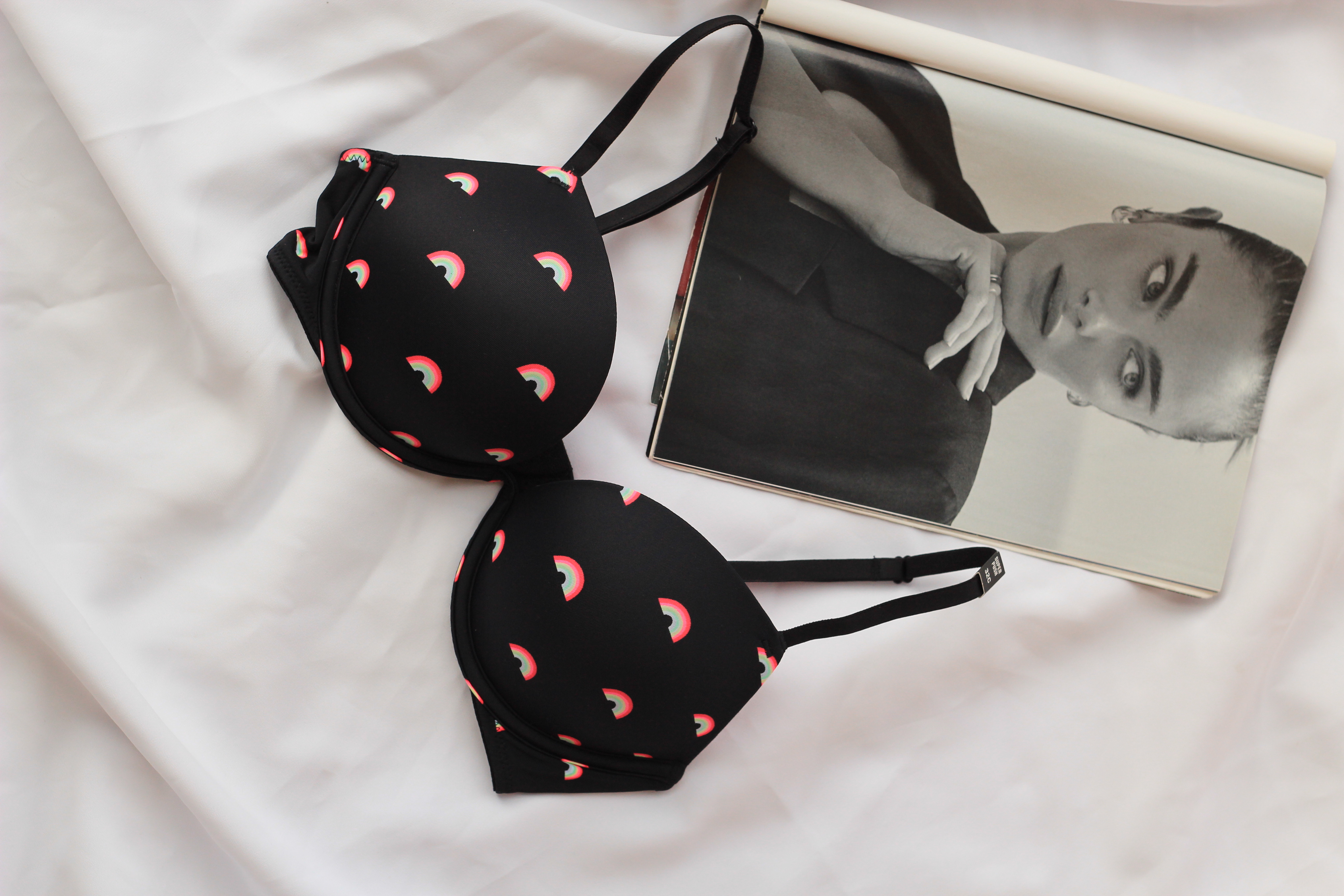 Бюстгальтер Pink Super Push-Up Bra чорний rainbow