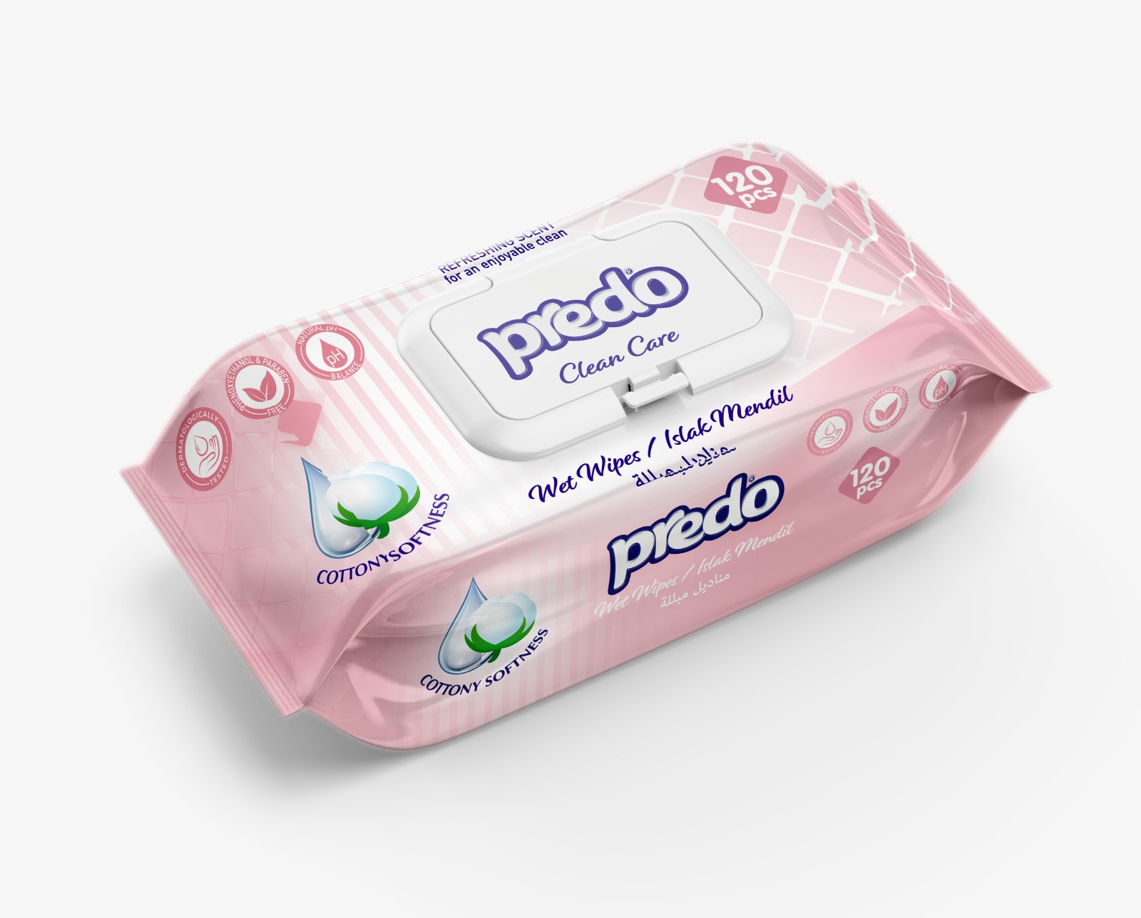 Predo Clean Care Chusteczki Nawilżane 120 szt. (Różowe)