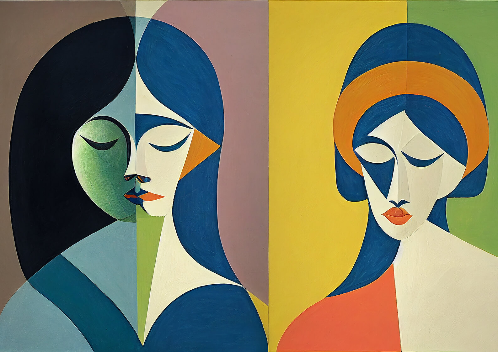 Two Women, 30x42 cm original acrylic painting on paper