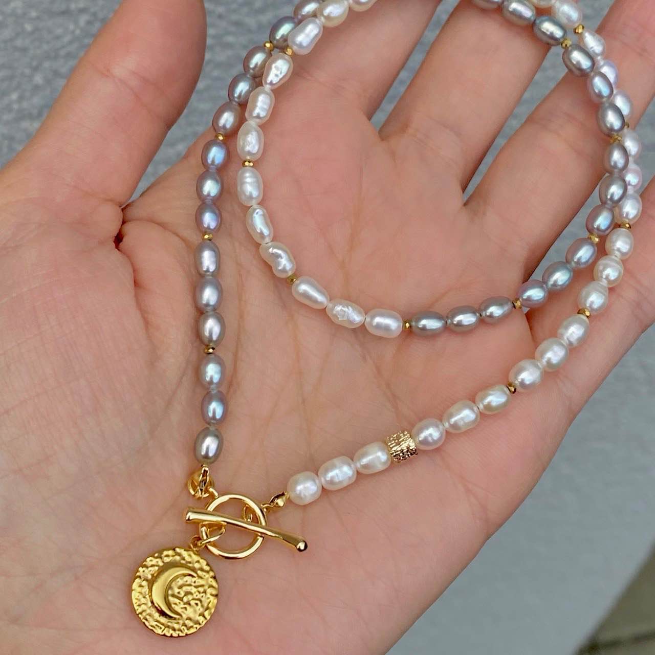 White & Pink Freshwater Pearl Necklace