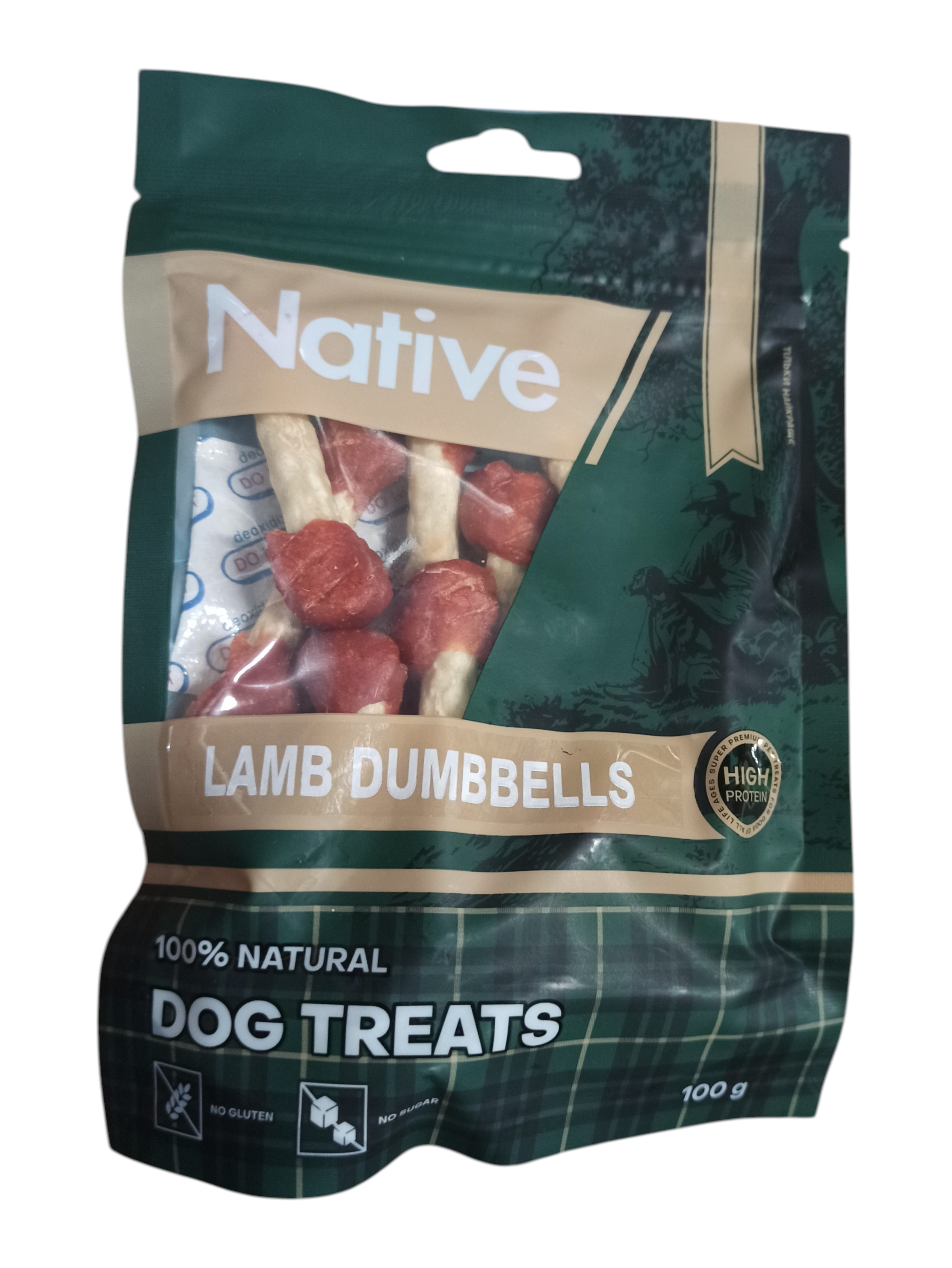 Native Dog Treats Sticker Lamb Dumbbell.Ласощі для собак. Гантельки з ягня 100г