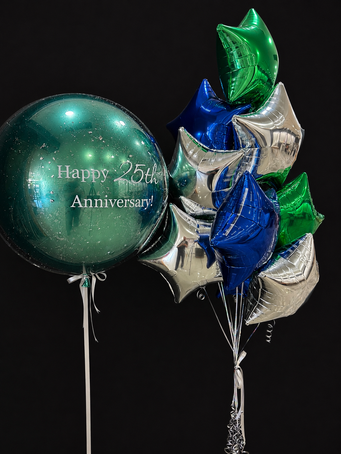 25th Anniversary Balloon Bouquet – Personalized Bubble Balloon & Star Bouquet