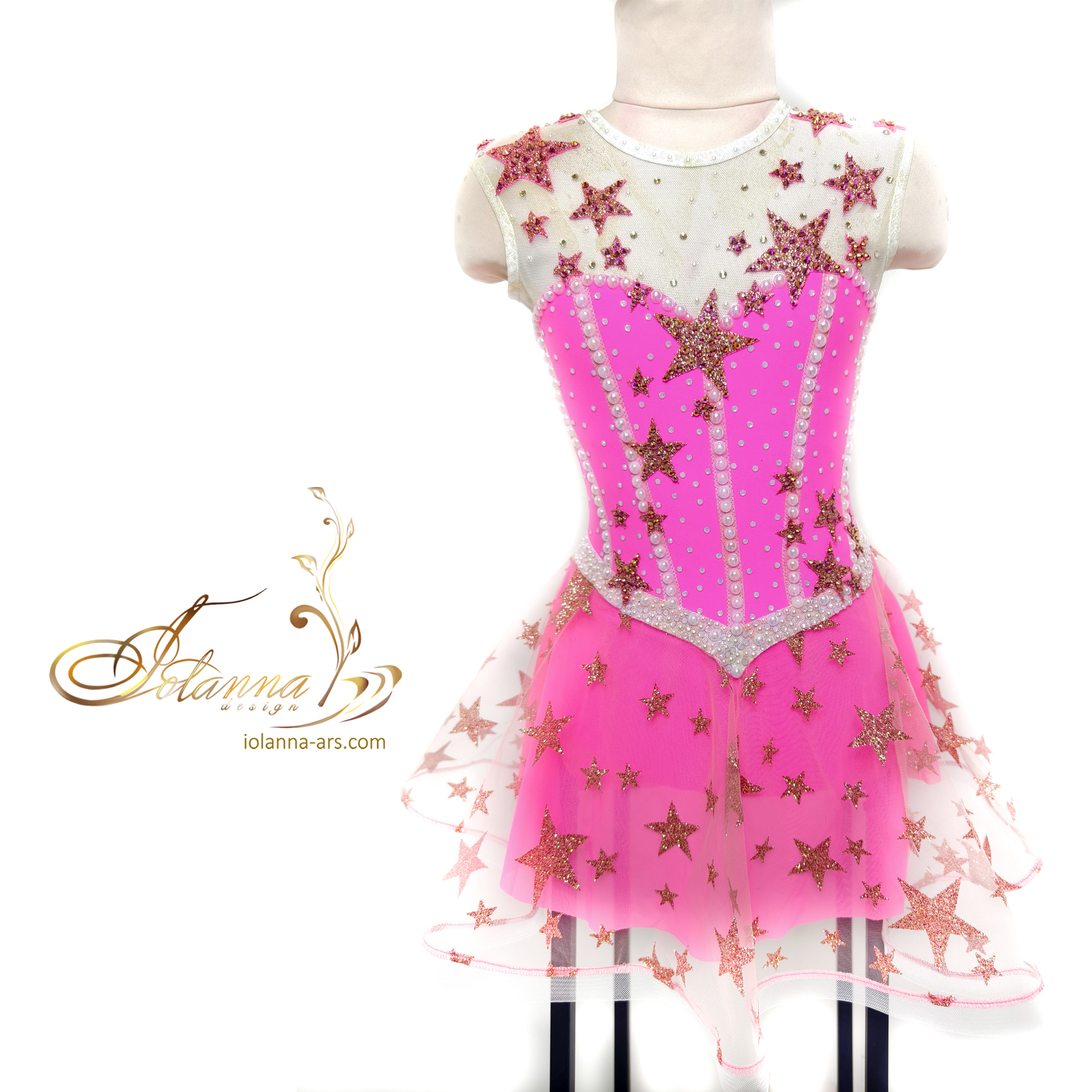 Pink Starry Ice Skating Dress Figure Skating Dress