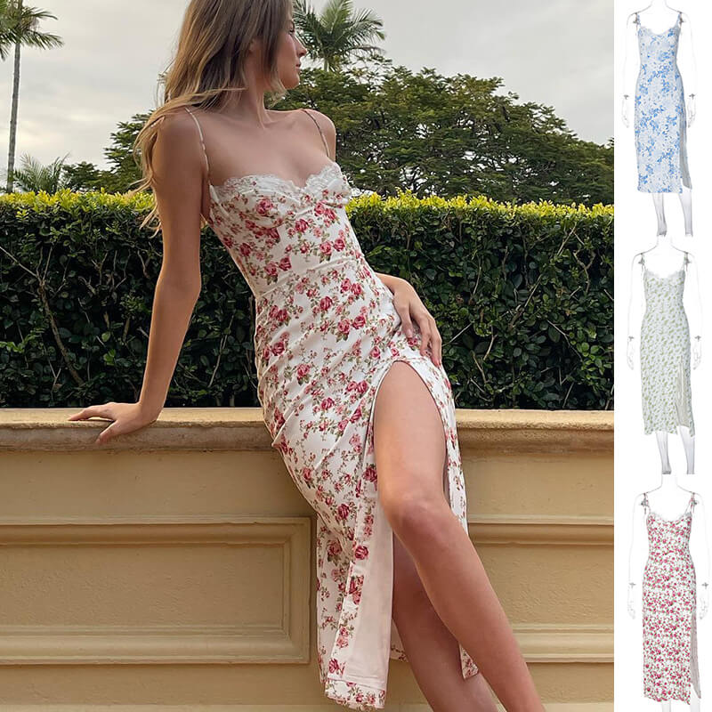 Lace Floral Print Maxi Dress For Women | Sexy Summer Dress Women