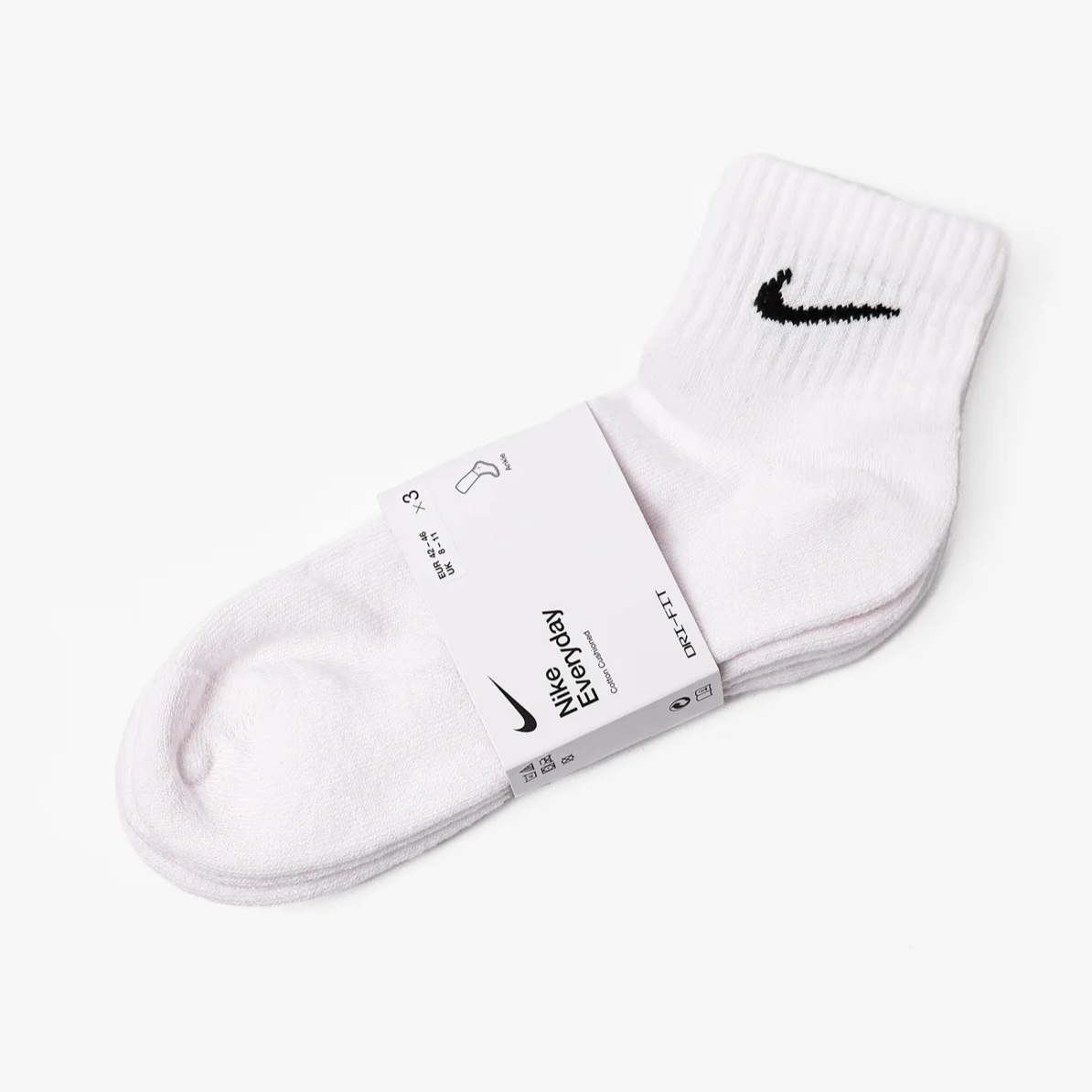 Шкарпетки чоловічі Nike Everyday, dry-fit, комплект 3 пари, білі