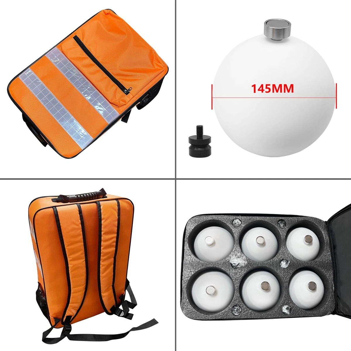 Carbon Fiber Laser Scanner Reference Sphere Set (6-Pack) 145mm 