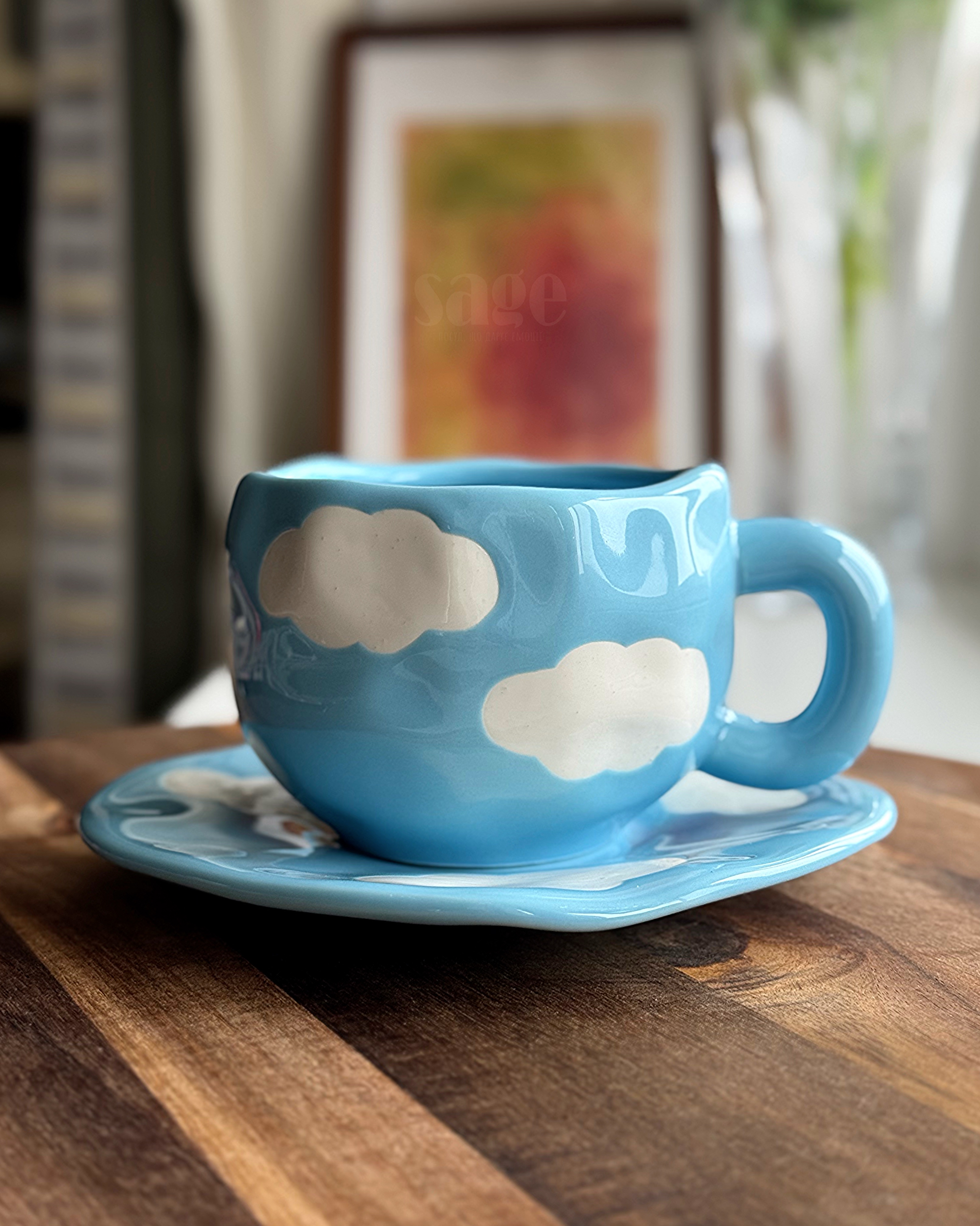 Чашка з блюдцем "Небо" 300 мл (УЦІНКА)