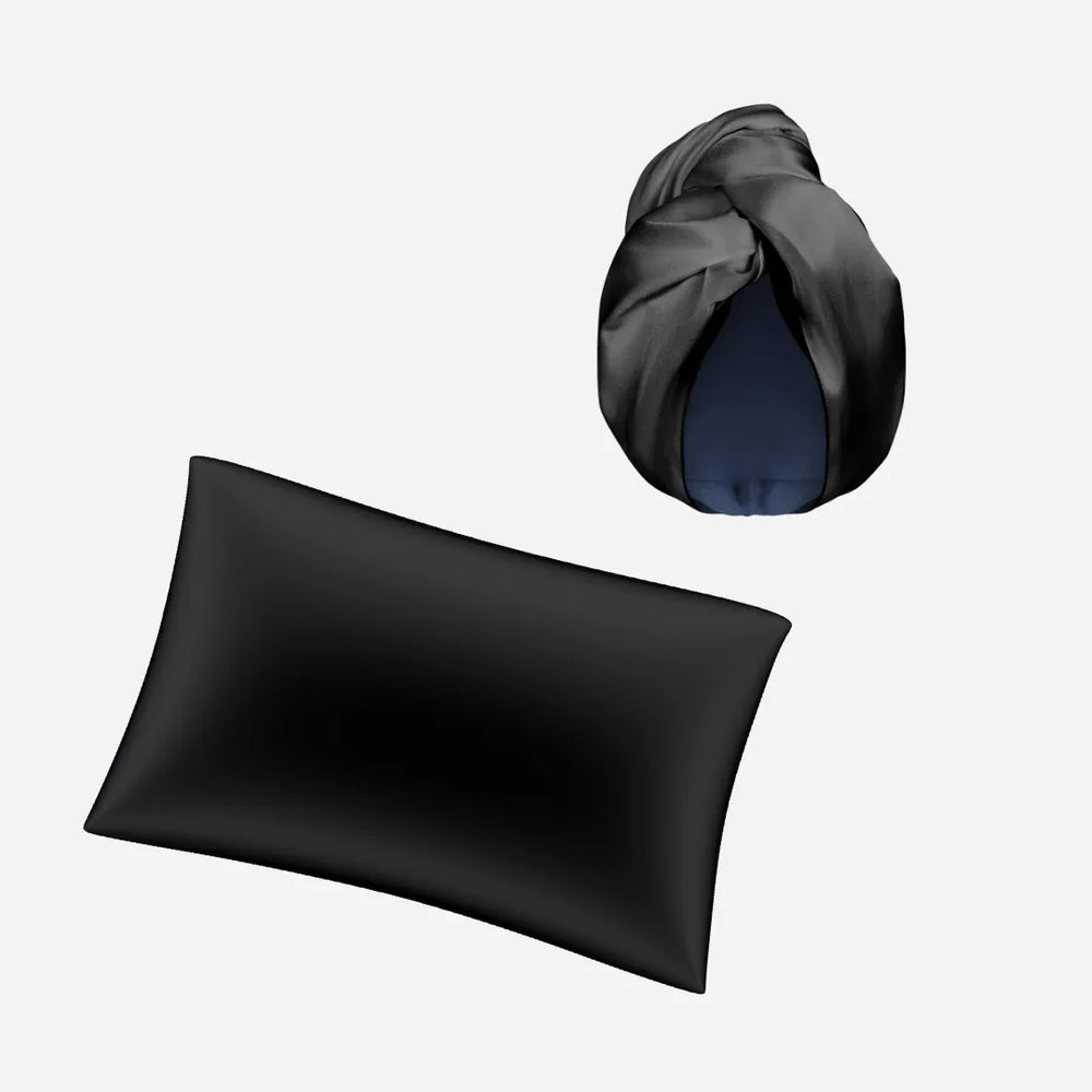 Шовкова наволочка і тюрбан в чорному кольорі від Molodo