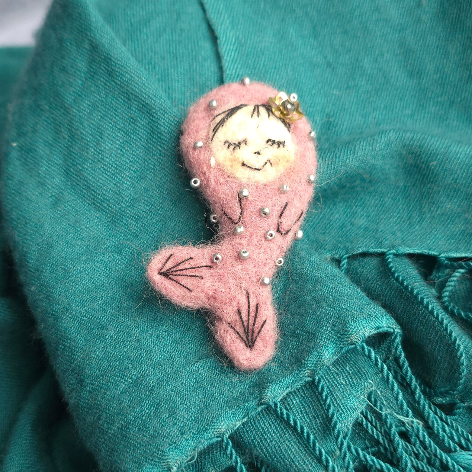 Felted brooch Little mermaid