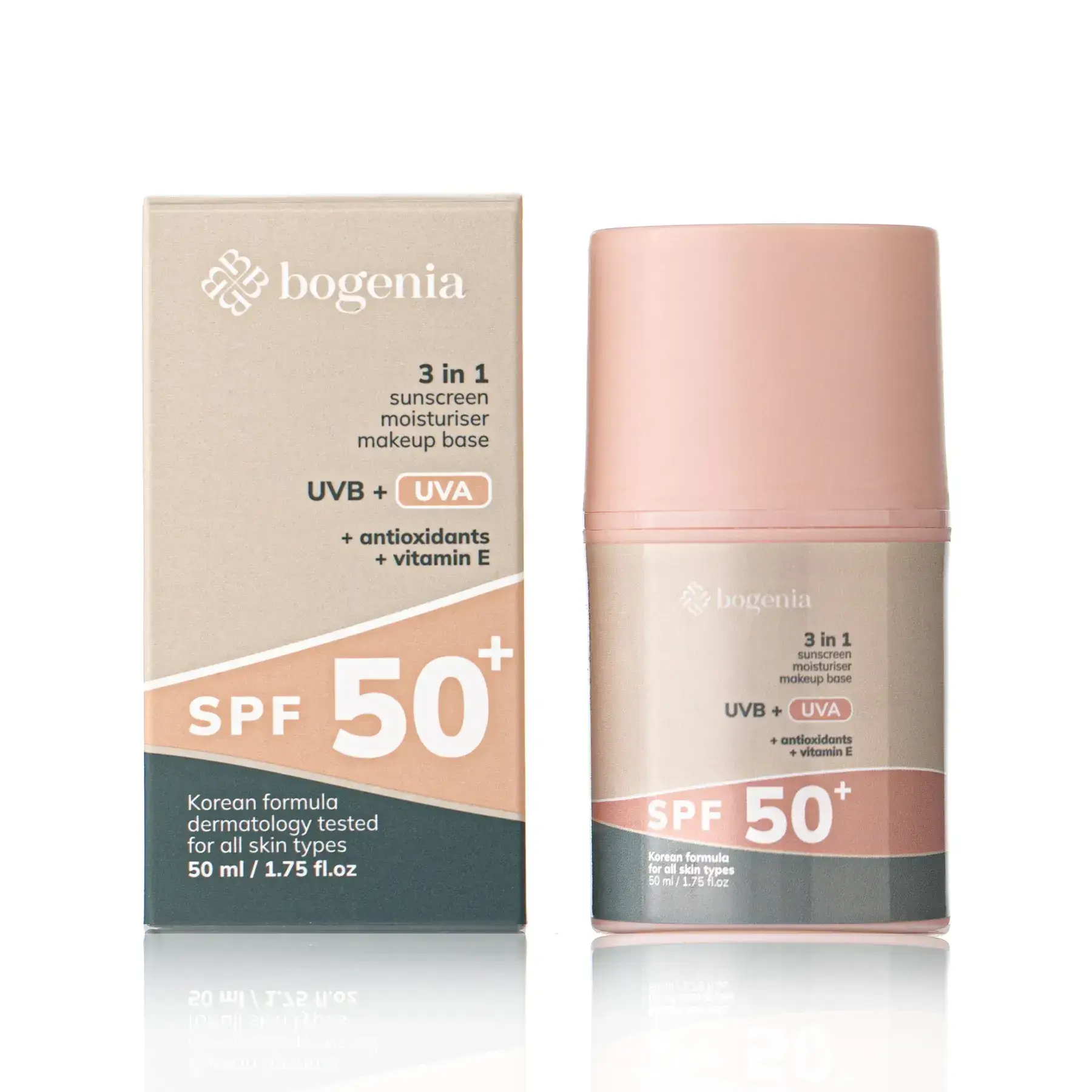 Сонцезахисний крем для обличчя 3в1 Bogenia Sunscreeen Face Cream SPF 50+