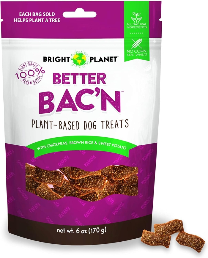 Better Bac'n Plant-Based Vegan Dog Treats - 6oz | Sustainable Natural Clean Label Hypoallergenic Allergy-Friendly