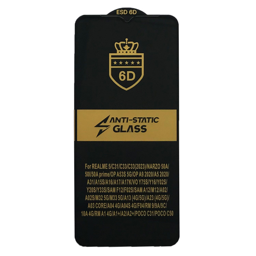Захисне скло 6D Anti-static for Samsung A02/A02S/A03/A03S/A03 Core чорне тех пак