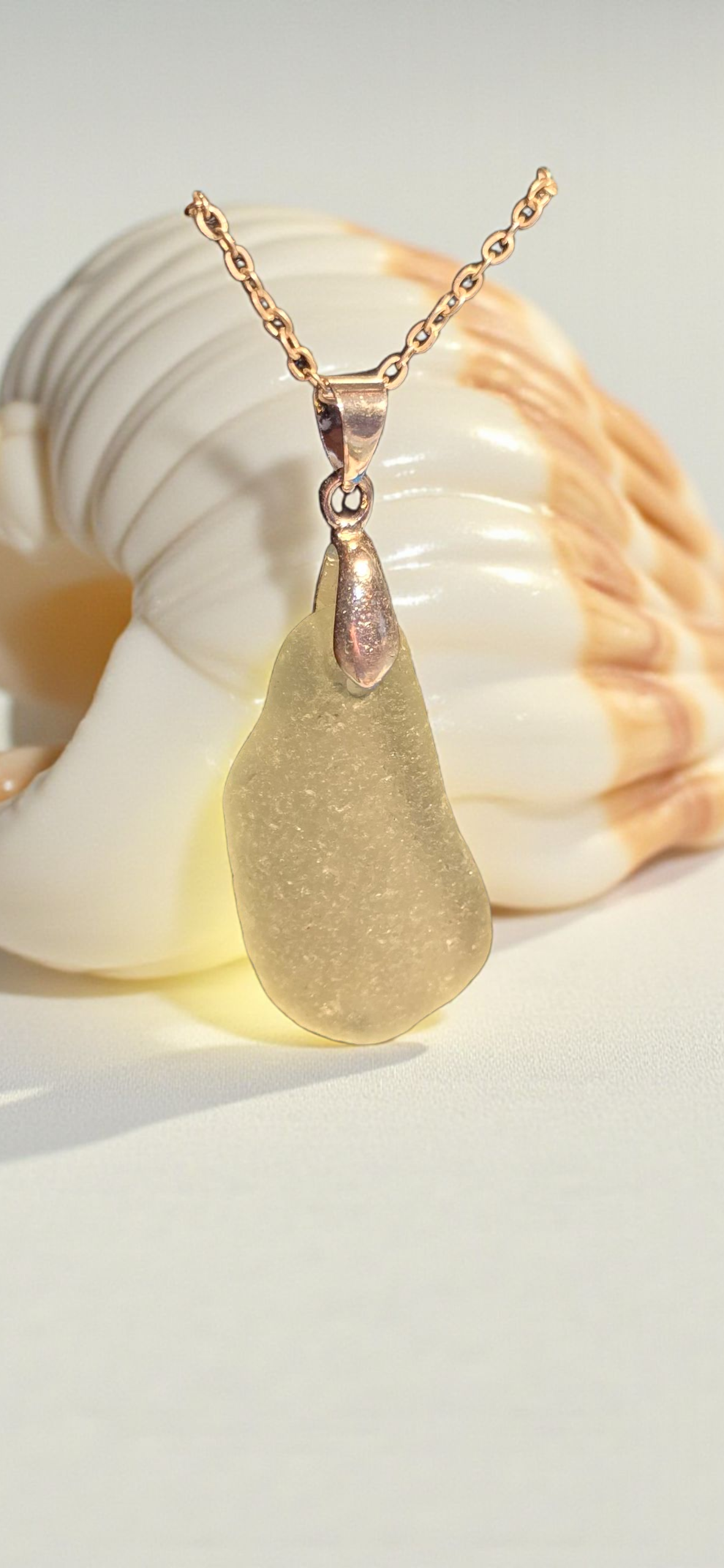 Coke Bottle Blue Sea Glass Necklace