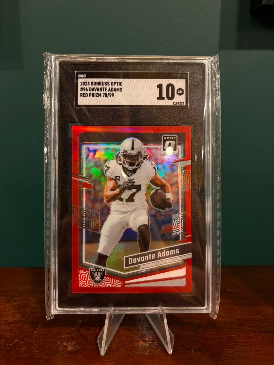 Davante Adams 2023 Panini Donruss Optic Red Prizm #96 /99 – SGC 10 Gem Mint