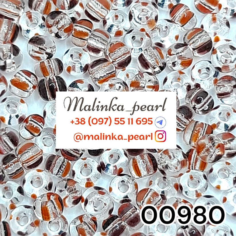 Бісер кришталевий у червоно-чорну смужку