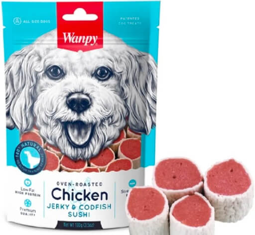 ВАНПІ СУШІ З КУРКОЮ ТА ТРІСКОЮ ласощі для собак 0.1 кг.