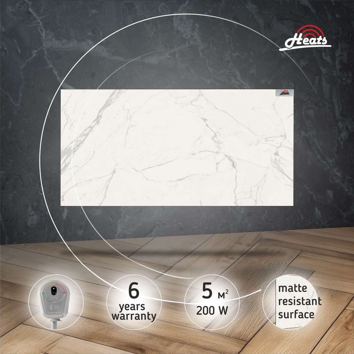 Ceramic Heater Heats 200 Oro with Plug-in Thermostat