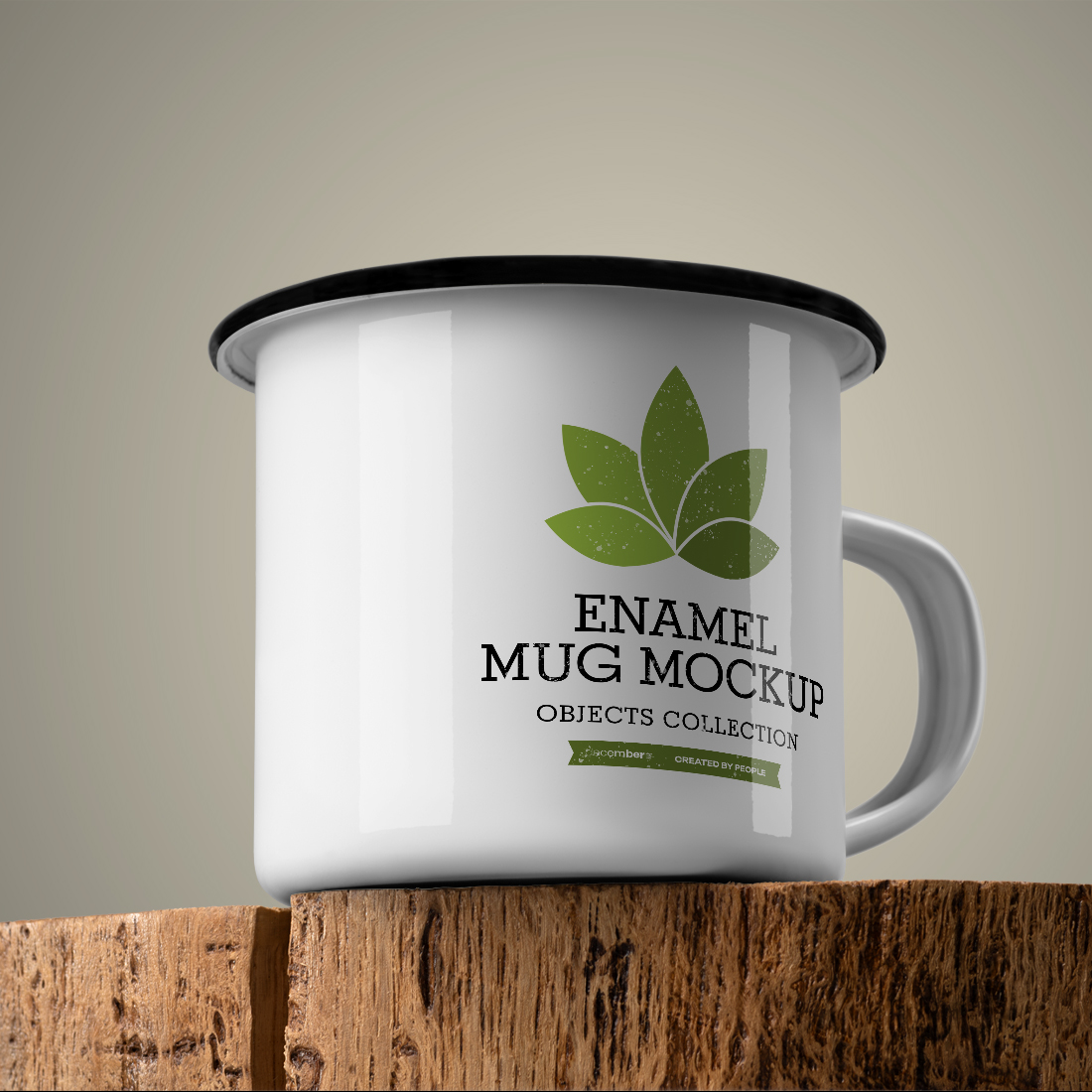 10 Mockups of Enamel Metal Mug with Black Border on Old Wood