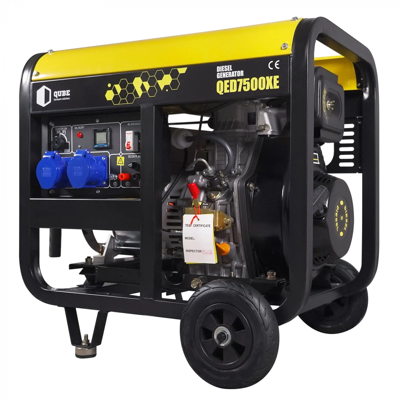 Генератор дизельний Qube QED7500XE 5.0кВт/5.5кВт, 230V, 50 Hz, 12.5 л, 1 фаза