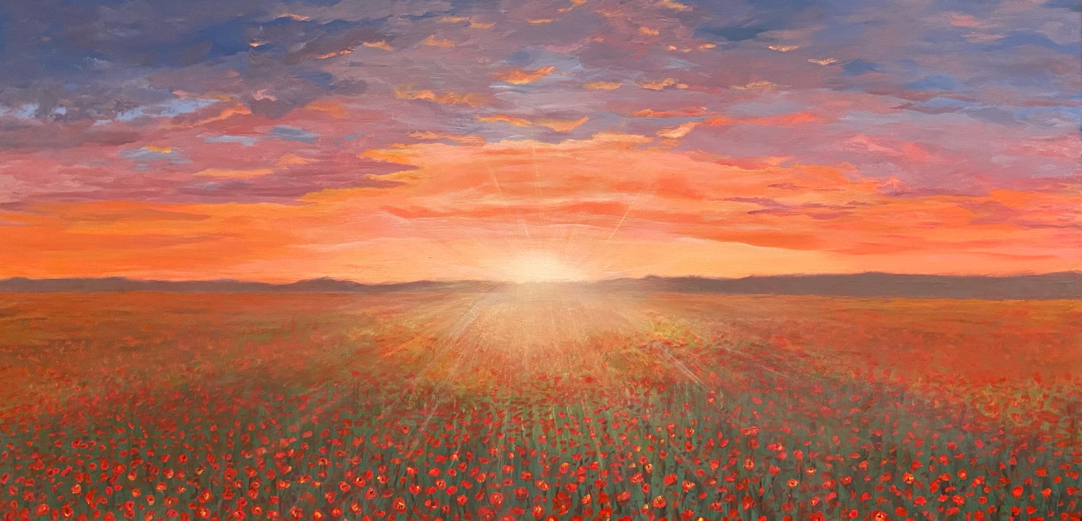 Sunset Over Poppy Field