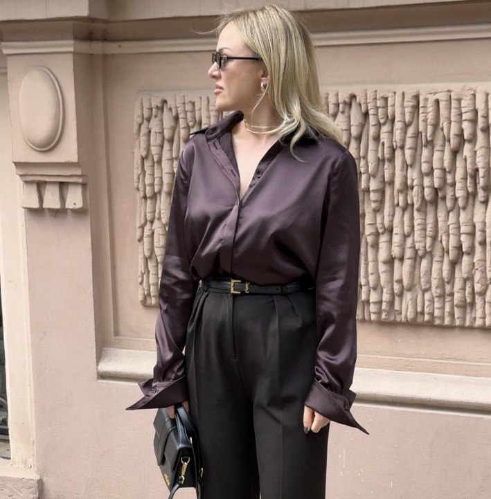 Блуза шовкова шоколадного кольору