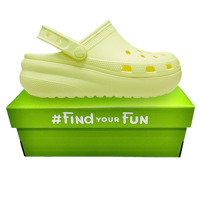 Crocs Kids’ Classic Cutie Clog Sulphur дитячі крокси на платформі для дівчаток салатові