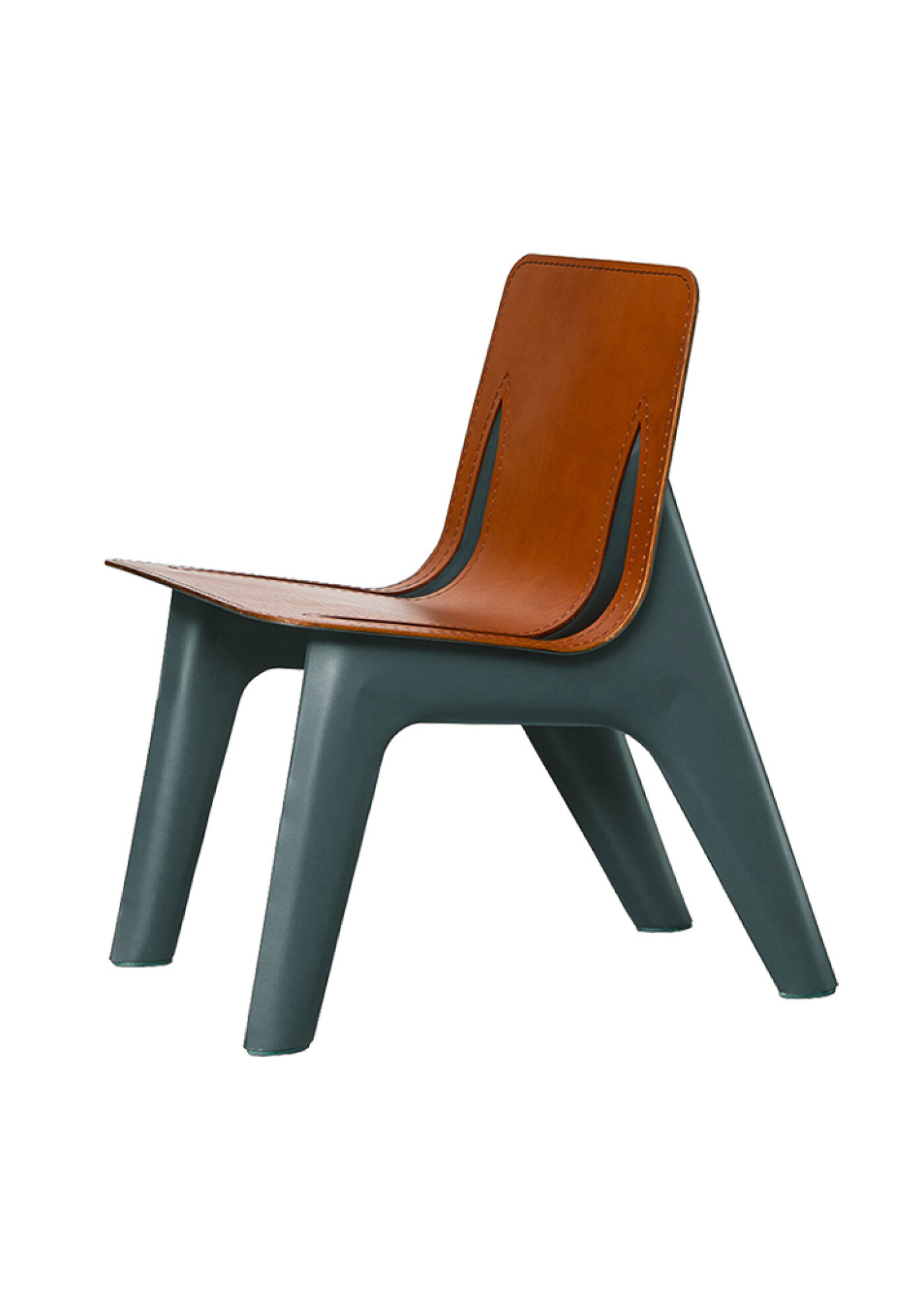 Стілець J-Chair Leather Cognac Grey Blue Matt 5008 Aluminium