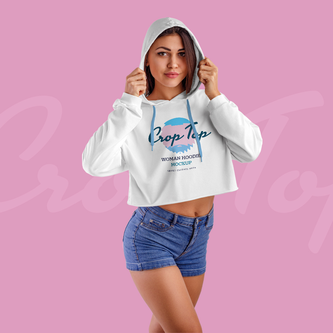 8 Women Crop Top Hoodie Mockups