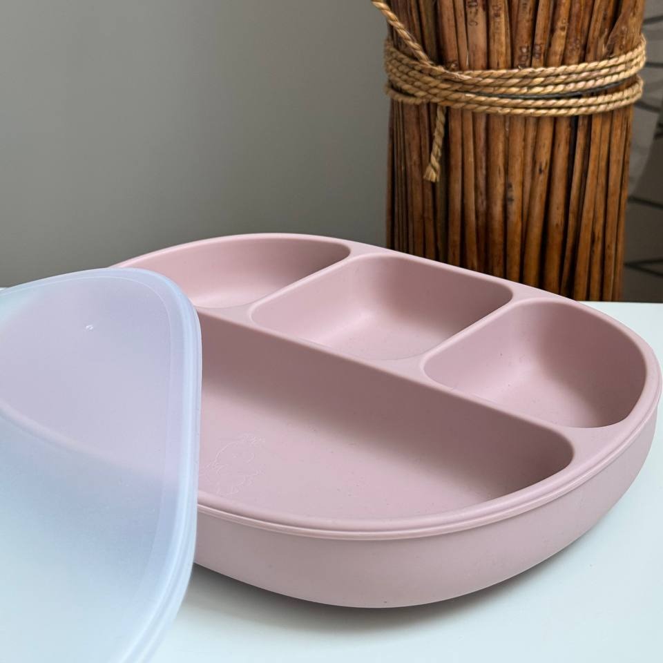 Тарілка на присоску на 4 секції Пудра (Rose pink)