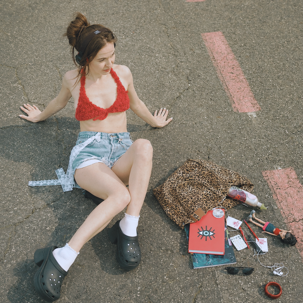 Fluffy Red Bikini Top
