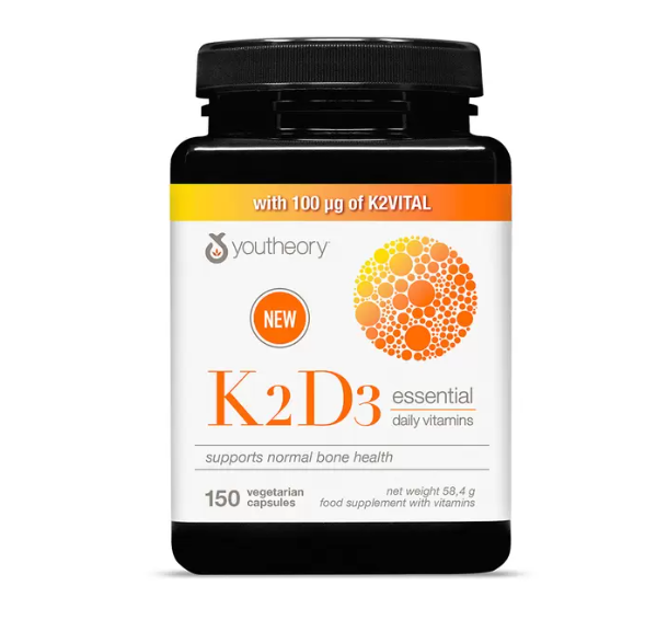 Youtheory, K2D3 Essential Daily Vitamins, Вітаміни D3 K2, 150 capsules
