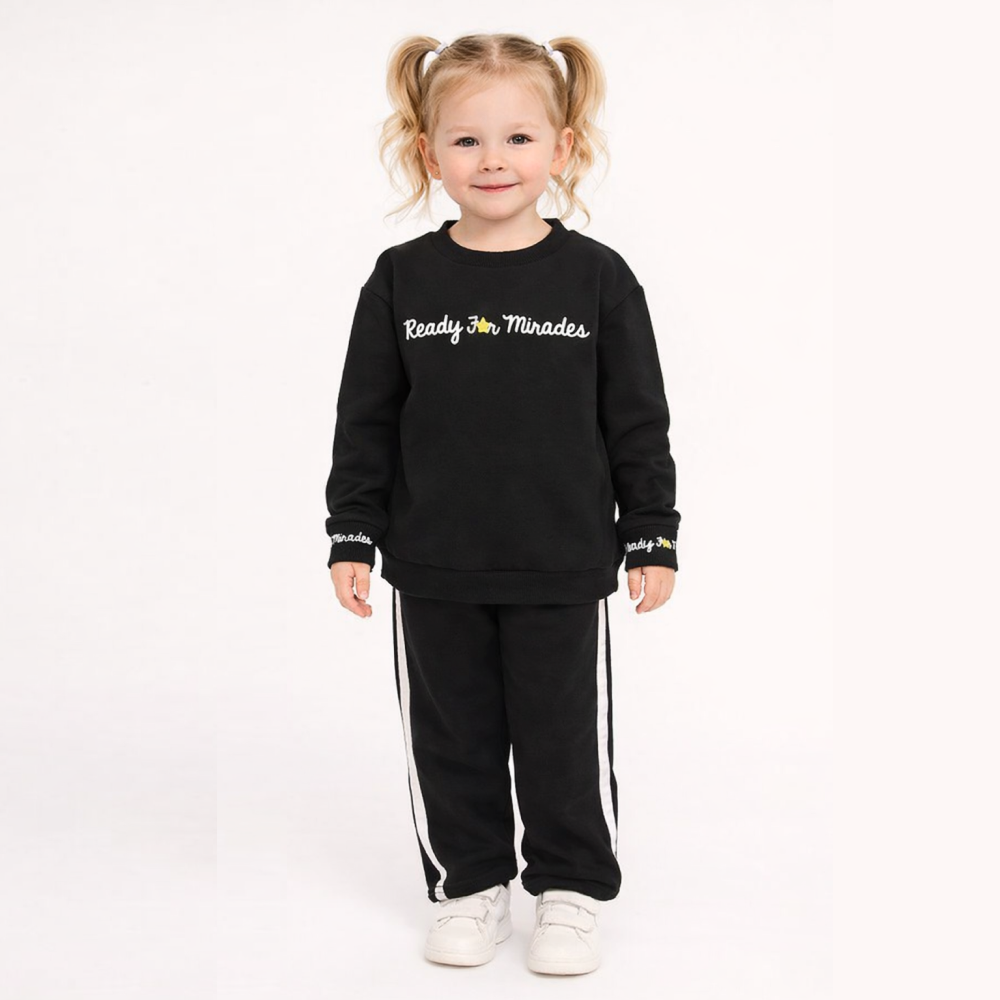 Костюм з широкими штанами для дівчинки, чорний