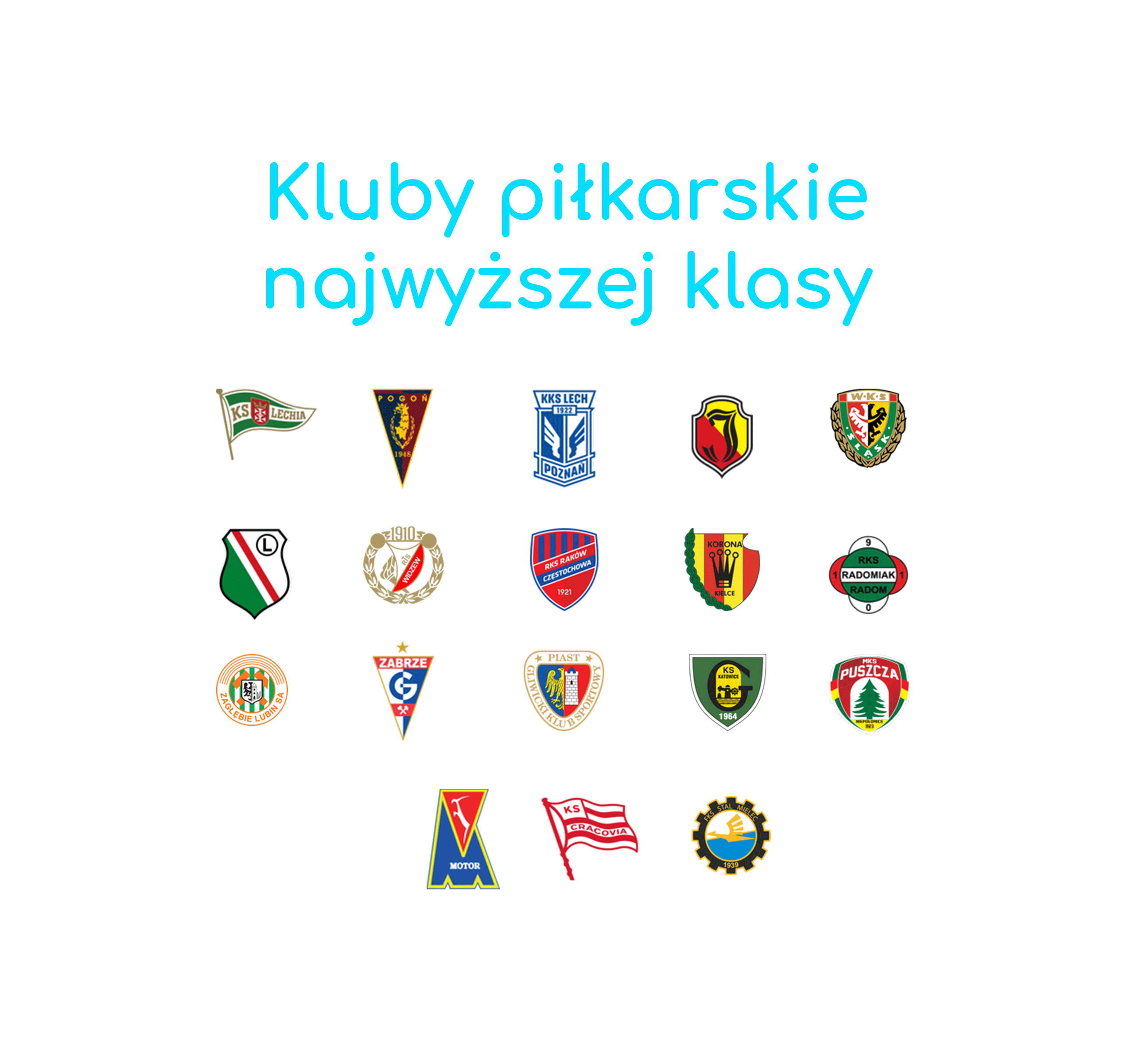 Zestaw herbów klubów Ekstraklasy