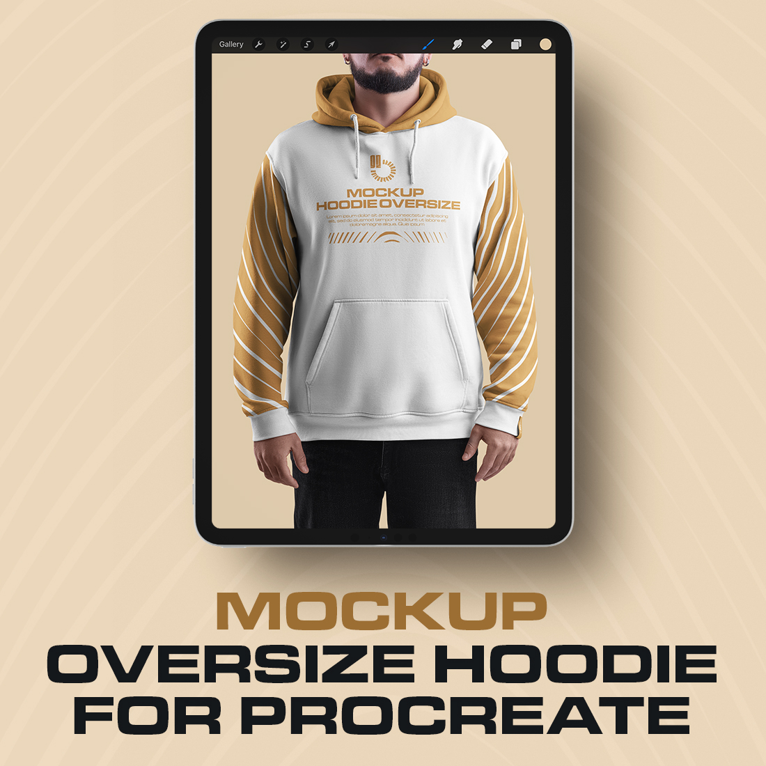 4 Mockups Oversize Hoodie. Front, Back and Side View for Procreate. vol.2