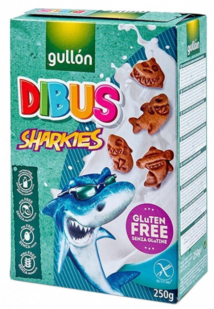 Печиво БЕЗ глютену, лактози Gullon Dibus Sharkies 250g. Акули