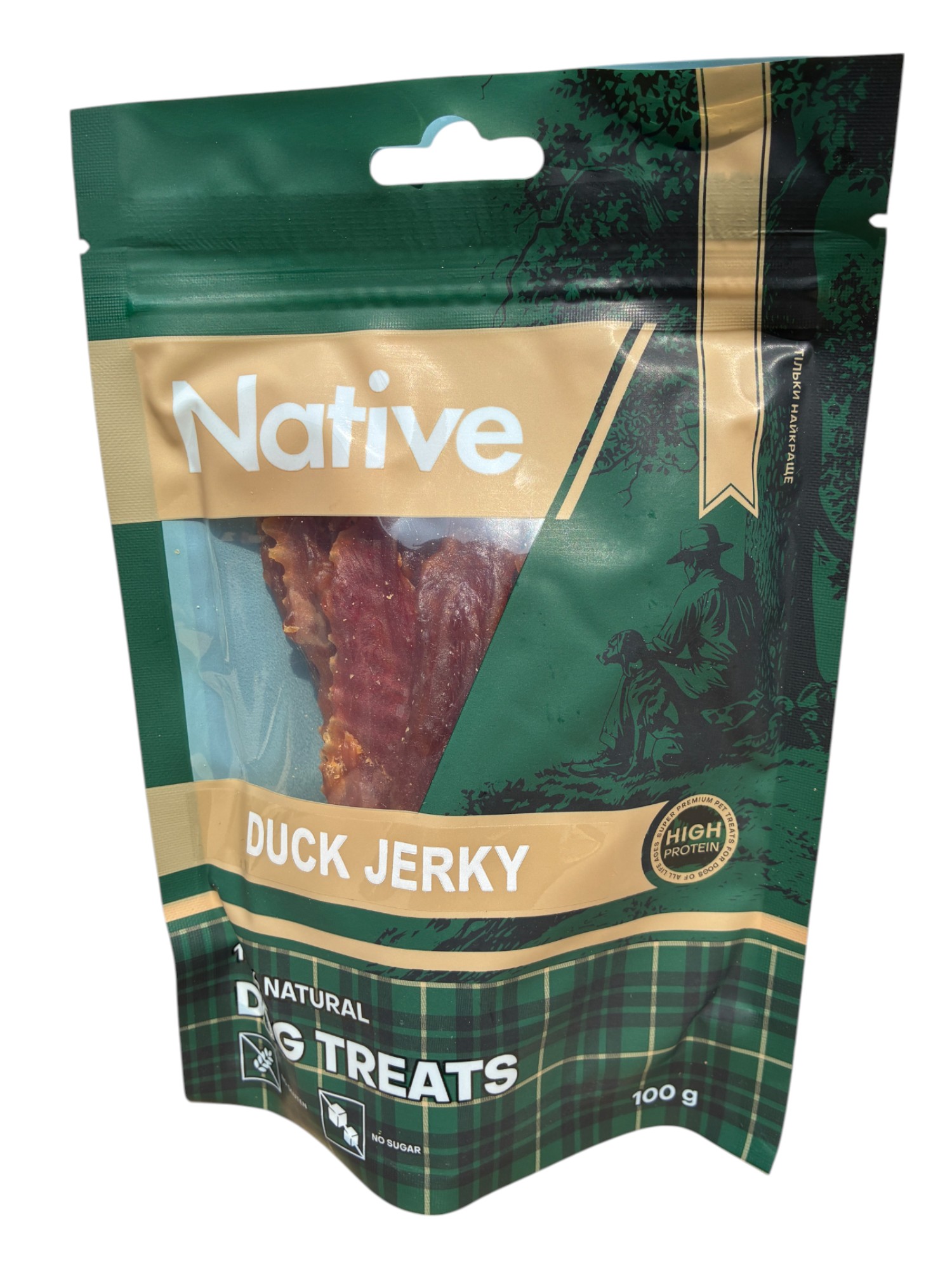 Native Dog Treats Sticker Dry Duck Jerky. Ласощі для собак. Суха в’ялена качка  100г